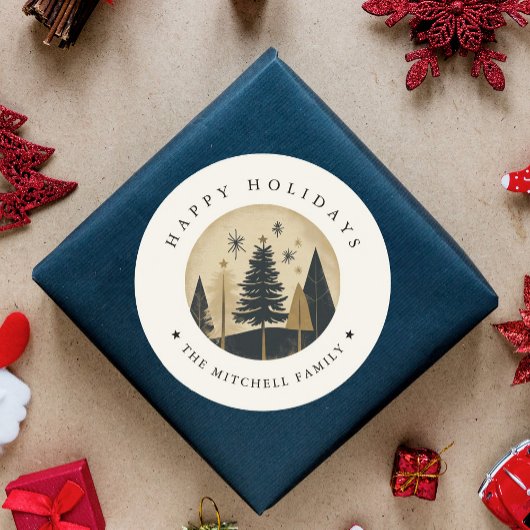 ハッエレガントプホリデーズウォーム金ゴールドパインフォレスト ラウンドシール