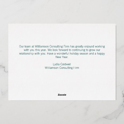 ハッエレガントプホリデーズカスタムグリーンフォレスト金ゴールド 箔シーズンカード (裏面)