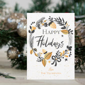 ハッエレガントプホリデーズキュートイエローブラックリース ノートカード