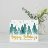 ハッエレガントプホリデーズグリーンツリーズカスタム金ゴールド 箔シーズンポストカード (立ち正面)