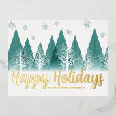 ハッエレガントプホリデーズグリーンツリーズカスタム金ゴールド 箔シーズンポストカード (正面)
