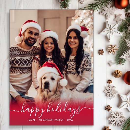 ハッエレガントプホリデーズスクリプト2写真クリスマス シーズンカード