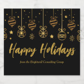 ハッエレガントプホリデーズブラック金ゴールドカスタムパーティー スパークリングワインラベル (シングルラベル)