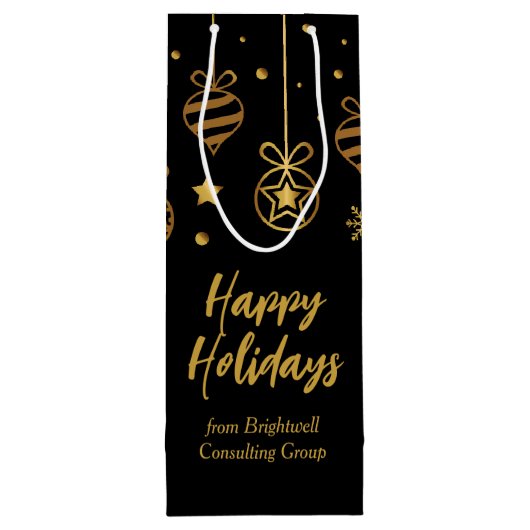 ハッエレガントプホリデーズブラック金ゴールドカスタムビジネス ワインギフトバッグ (裏面)