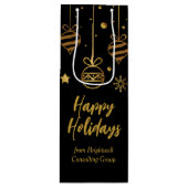 ハッエレガントプホリデーズブラック金ゴールドカスタムビジネス ワインギフトバッグ (正面)