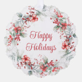 ハッエレガントプホリデーズリースウォーターカラークリスマス オーナメントカード (正面)