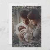 ハッエレガントプホリデーズ金ゴールドリーフ&フォトクリスマス シーズンカード (正面)