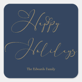 ハッエレガントプホリデーズ金ゴールド書道ハート スクエアシール