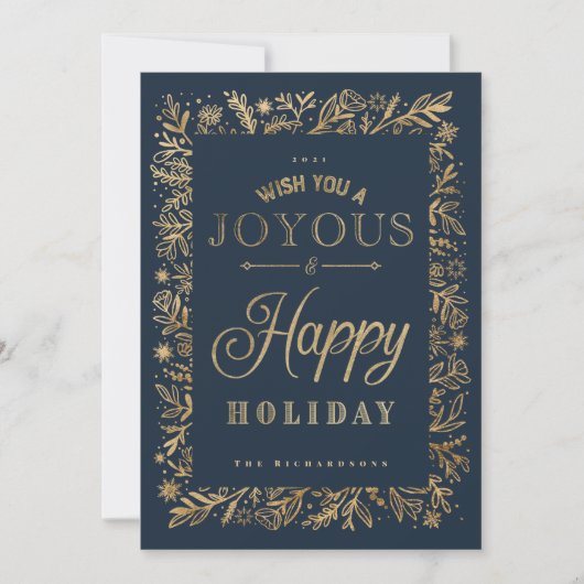 ハッエレガントプホリデー金ゴールドリーフ&スノーフレーク シーズンカード (正面)