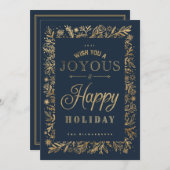 ハッエレガントプホリデー金ゴールドリーフ&スノーフレーク シーズンカード (正面/裏面)