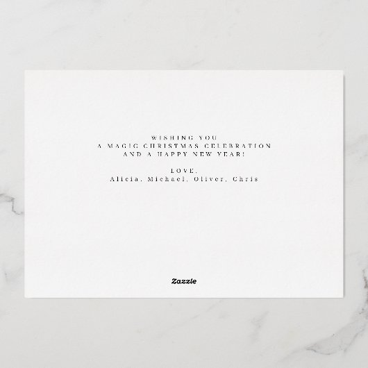 ハッエレガントプホリデー金ゴールド写真 箔シーズンカード (裏面)