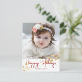 ハッエレガントプホリデー金ゴールド葉写真 シーズンポストカード (スタンド正面)