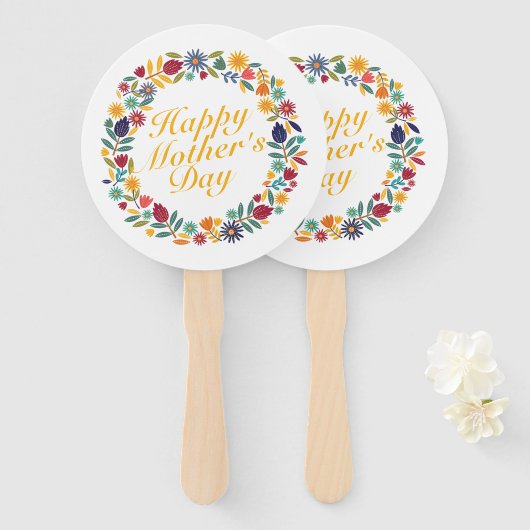 ハッエレガントプマザーの日フローラリースハンドファン ハンドファン (正面&裏面)