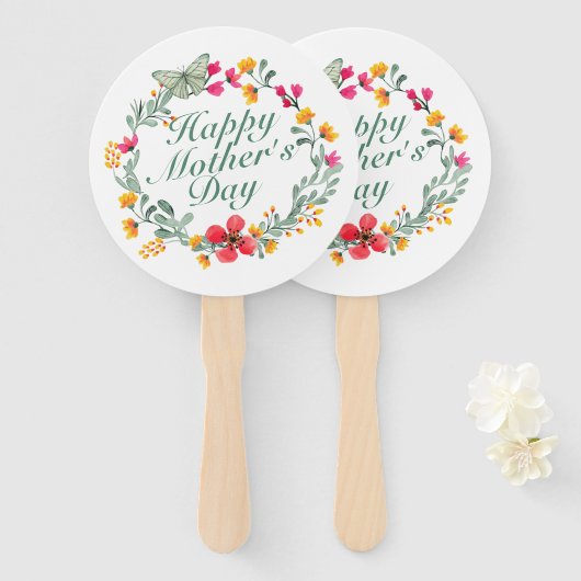ハッエレガントプマザーの日フローラリースハンドファン ハンドファン (正面&裏面)