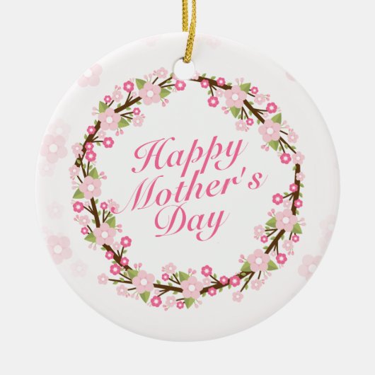 ハッエレガントプマザーズデイフローラリースオーナメント セラミックオーナメント (正面)