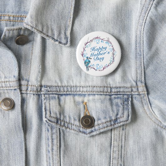 ハッエレガントプマザーズデイブルーリースボタン 缶バッジ (インサイチュ)