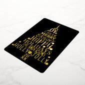 ハッエレガントプワードアートツリークリスマスブラック金ゴールド 箔シーズンカード (回転した状態)