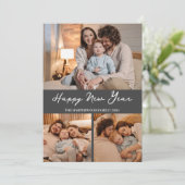 ハッエレガントモダンプ新年ブラック3コラージュ シーズンカード (スタンド正面)