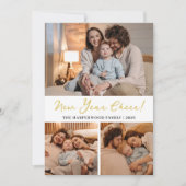 ハッエレガントモダンプ新年ブラック3コラージュ シーズンカード (正面)