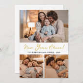 ハッエレガントモダンプ新年ブラック3コラージュ シーズンカード (正面/裏面)