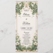 ハッカの緑とゴールドの結婚式 プログラム (正面)