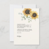 ハッカの花の太陽の花のブライダルシャワー サンキューカード (裏面)