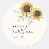 ハッカの花の太陽の花のブライダルシャワー ラウンドシール (正面)