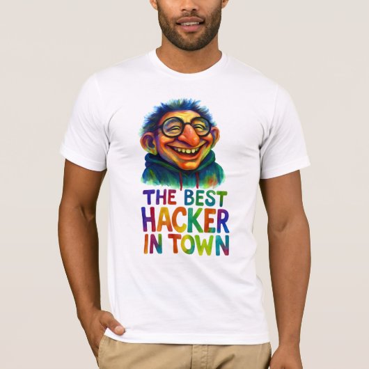 ハッカカラフルーTroll – 町最高のGifのコーダ Tシャツ (正面)
