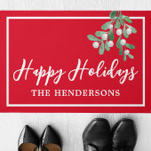 ハッカスタマイズプホリデーズレッドクリスマス ドアマット