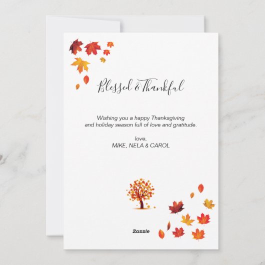 ハッカスタマイズプ感謝祭の秋の木Holida シーズンカード (裏面)