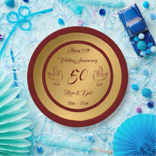 ハッカスタマイズプ金ゴールド50周年 ペーパープレート (パーティー)