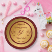 ハッカスタマイズプ金ゴールド50周年 ペーパープレート (パーティー)