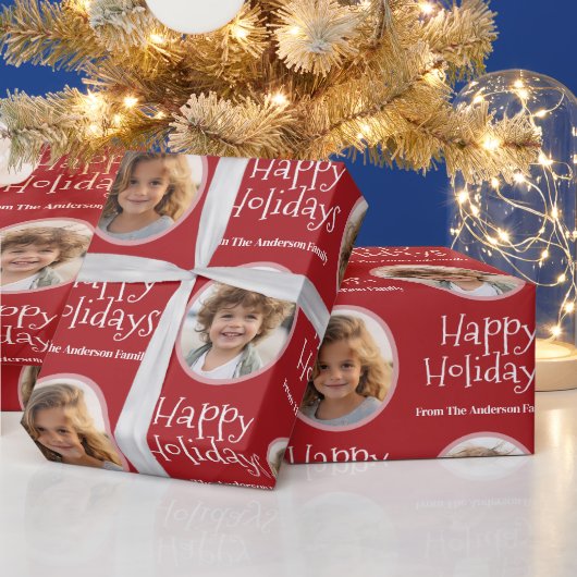 ハッカスタムプお洒落休日の写真 – 赤 ラッピングペーパー (クリスマス)