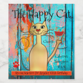 ハッカラフルおもしろいク猫のカスタムワインラベル ワインラベル (シングルラベル)