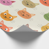 ハッカラフルかわいい猫の柄 ラッピングペーパー (角)