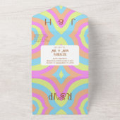 ハッカラフルスタイリッシュはっきりした結婚レトロ オールインワン招待状 (外側)