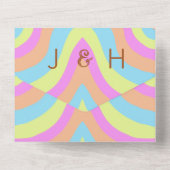 ハッカラフルスタイリッシュはっきりした結婚レトロ オールインワン招待状 (裏面)