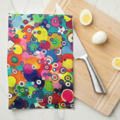 ハッカラフルピリトルサークルオリジナルのアートワーク キッチンタオル (四つ折り)
