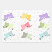 ハッカラフルピー子猫の柄 ラッピングペーパーシート (正面2)