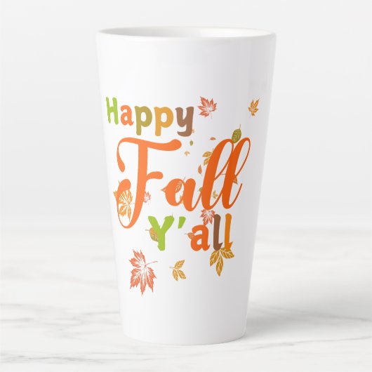ハッカラフルピー秋Y'all with紅葉 カフェラテマグ (正面)