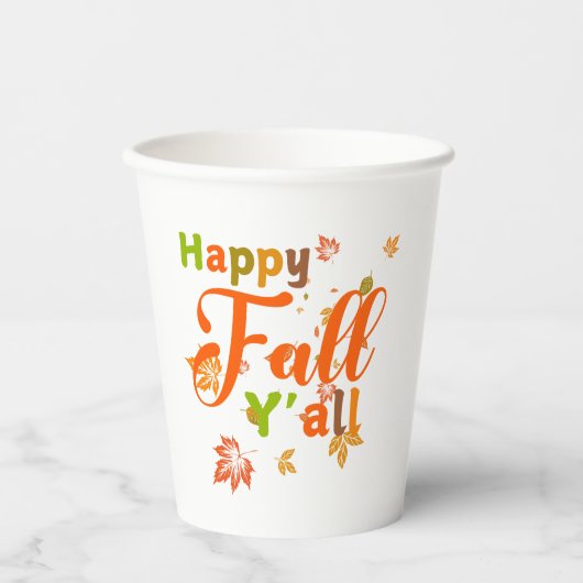 ハッカラフルピー秋Y'all with紅葉 紙コップ (正面)