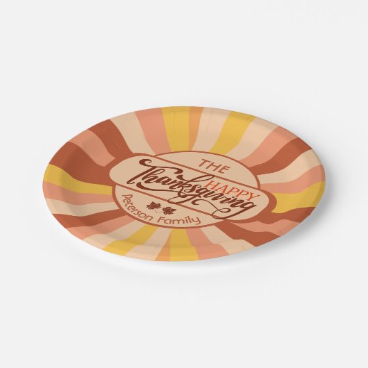 ハッカラフルプサンクスギビング秋ファミリーギャザリング ペーパープレート (アングル)