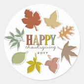 ハッカラフルプサンクスギビング紅葉ホリデイ ラウンドシール (正面)