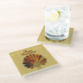 ハッカラフルプサンクスギビング ガラスコースター (アングル)