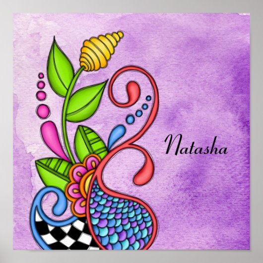 ハッカラフルプドードルデザイン ポスター (正面)