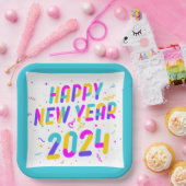 ハッカラフルプニューイヤー2024紙プレート ペーパープレート (パーティー)