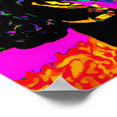 ハッカラフルプブラックプードルポートレートポスター ポスター (角)