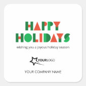 ハッカラフルプホリデーズカスタムロゴビジネス スクエアシール (正面)