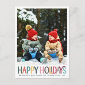 ハッカラフルプホリデーズカワイイレトロスターズフォト シーズンポストカード (正面)