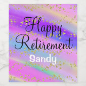 ハッカラフルプリタイアユニコーン金ゴールドグリッター ワインラベル (シングルラベル)